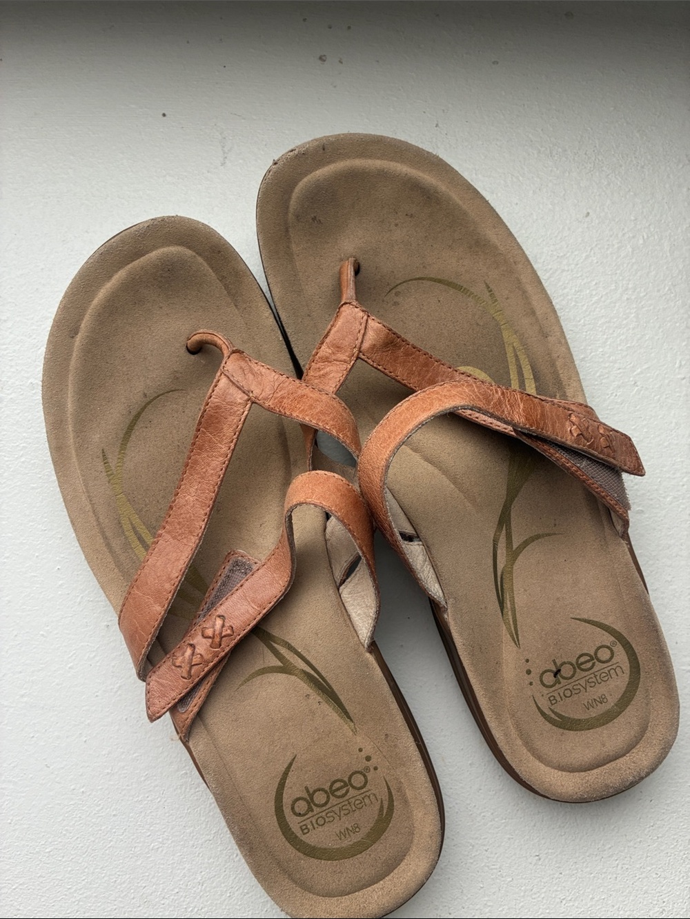 Abeo Women's Tan Leather Thong Sandals